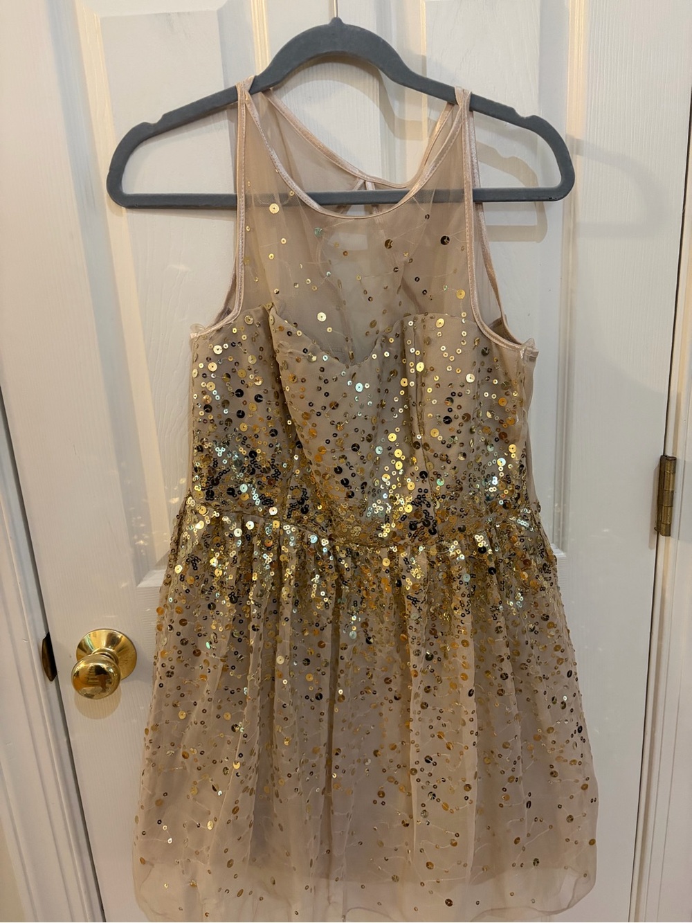 Ruby Rox Gold Sequin Mesh Party Mini Dress - Size 13